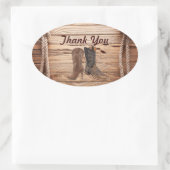 Sticker Ovale Cowboy Boots Western mariage campagnard merci (Sac)
