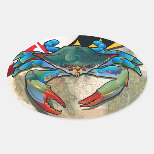 Sticker Ovale Crab bleu du Maryland (Devant)