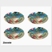 Sticker Ovale Crab bleu du Maryland (Feuille)