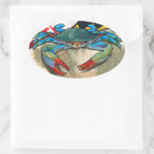 Sticker Ovale Crab bleu du Maryland (Sac)