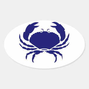Sticker Ovale Crabe bleu