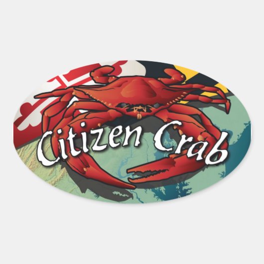Sticker Ovale Crabe citoyen du Maryland (Devant)