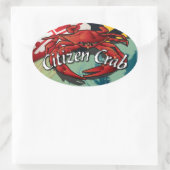 Sticker Ovale Crabe citoyen du Maryland (Sac)