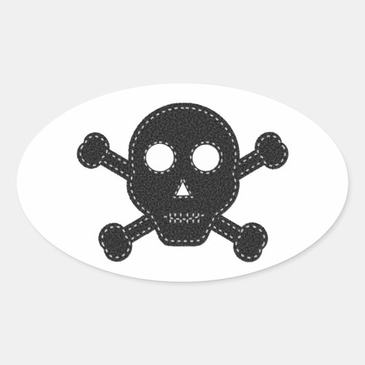 Sticker Ovale Crâne à flancs noirs (Devant)