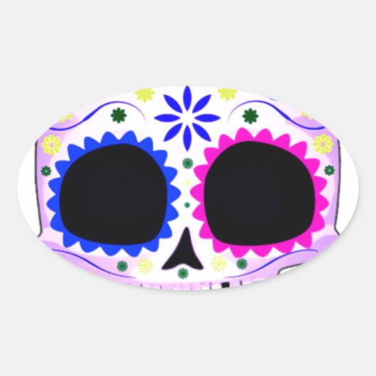 Sticker Ovale Crâne à sucre - Design de tatouage (Devant)