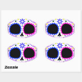 Sticker Ovale Crâne à sucre - Design de tatouage (Feuille)