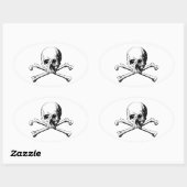 Sticker Ovale Crâne croisé (Feuille)