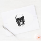 Sticker Ovale Crâne d'art pop noir et blanc (Enveloppe)