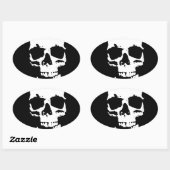 Sticker Ovale Crâne d'art pop noir et blanc (Feuille)