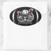 Sticker Ovale Crâne de plombier : le plombier (Sac)