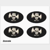 Sticker Ovale Crâne et ailes, ajouter du texte, (Feuille)