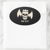 Sticker Ovale Crâne et ailes, ajouter du texte, (Sac)