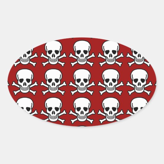 Sticker Ovale Crâne et os croisés (Devant)