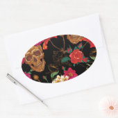 Sticker Ovale crâne floral (Enveloppe)