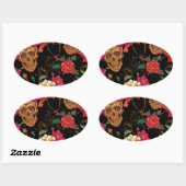 Sticker Ovale crâne floral (Feuille)