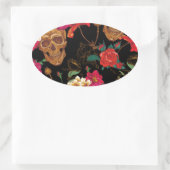Sticker Ovale crâne floral (Sac)