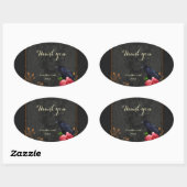 Sticker Ovale Crâne gothique et corbeau. (Feuille)