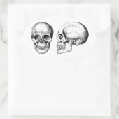Sticker Ovale Crâne humain gris face (Sac)