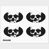 Sticker Ovale Crâne noir et blanc (Feuille)
