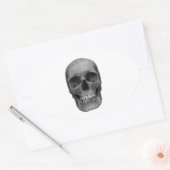 Sticker Ovale Crâne noir et blanc (Enveloppe)