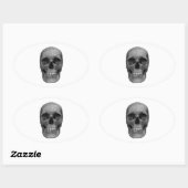 Sticker Ovale Crâne noir et blanc (Feuille)