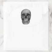 Sticker Ovale Crâne noir et blanc (Sac)