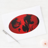 Sticker Ovale Crâne rouge (Enveloppe)