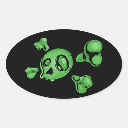 Sticker Ovale Crâne vert (Devant)