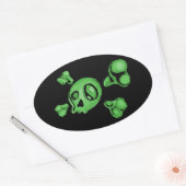 Sticker Ovale Crâne vert (Enveloppe)