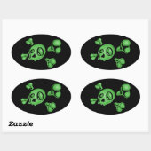 Sticker Ovale Crâne vert (Feuille)