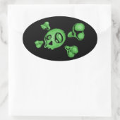 Sticker Ovale Crâne vert (Sac)