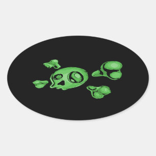 Sticker Ovale Crâne vert