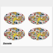 Sticker Ovale Crânes à sucre (Feuille)