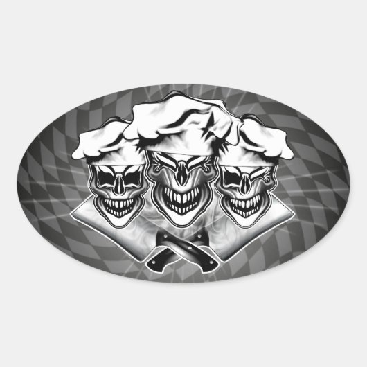 Sticker Ovale Crânes de chef riant (Devant)