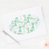 Sticker Ovale Cravates en bois vert et bleu (Enveloppe)