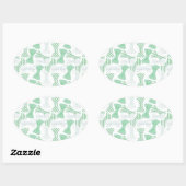 Sticker Ovale Cravates en bois vert et bleu (Feuille)