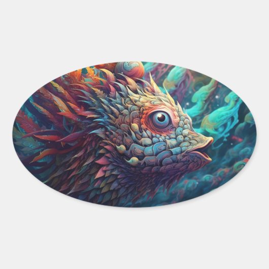 Sticker Ovale Créature psychédélique Trippy (Devant)