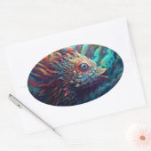 Sticker Ovale Créature psychédélique Trippy (Enveloppe)