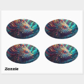 Sticker Ovale Créature psychédélique Trippy (Feuille)