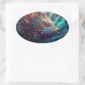 Sticker Ovale Créature psychédélique Trippy (Sac)