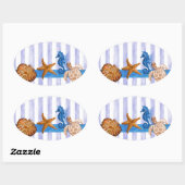 Sticker Ovale Créatures marines nautiques (Feuille)