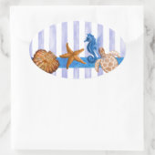 Sticker Ovale Créatures marines nautiques (Sac)