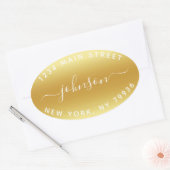 Sticker Ovale Créez Votre Propre Adresse De Retour Or Blanc (Enveloppe)