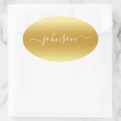 Sticker Ovale Créez Votre Propre Nom Or Blanc (Sac)
