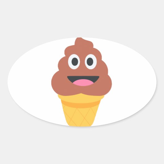 Sticker Ovale crème glacée cône émoji (Devant)