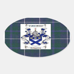 Sticker Ovale Crête de Kirkpatrick sur le tartan de bleu de