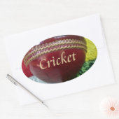 Sticker Ovale Cricket : Red Hard Ball Art Print (Enveloppe)