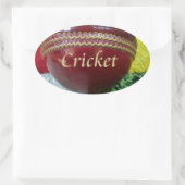 Sticker Ovale Cricket : Red Hard Ball Art Print (Sac)