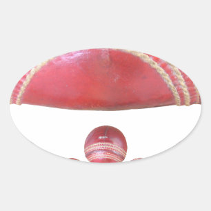 Sticker Ovale Crimson Spin - Une Belle Balle Rouge De Cricket Ar