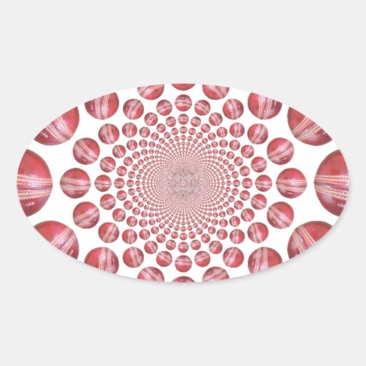 Sticker Ovale Crimson Vortex : Belle Balle de Cricket Rouge (Devant)